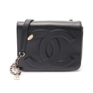 Chanel Coco Mark Shoulder Bag Leather Black